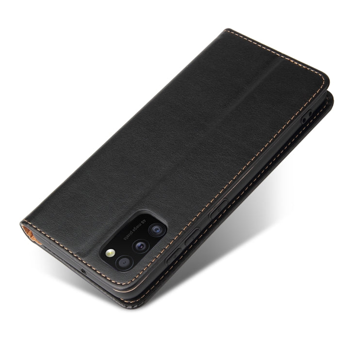For Samsung Galaxy A41 Fierre Shann PU Leather Texture Horizontal Flip Case with Holder & Card Slots & Wallet(Black) by FIERRE SHANN