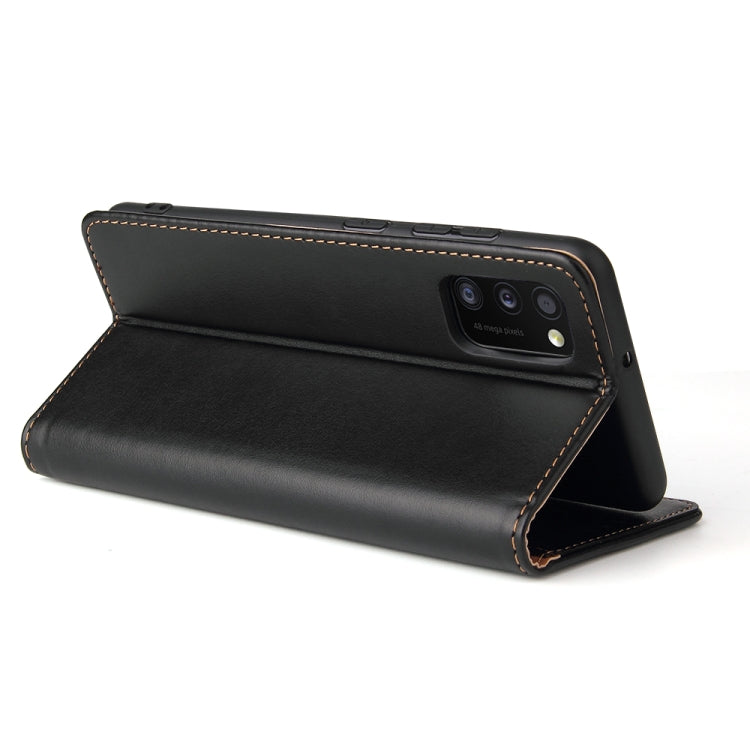 For Samsung Galaxy A41 Fierre Shann PU Leather Texture Horizontal Flip Case with Holder & Card Slots & Wallet(Black) by FIERRE SHANN
