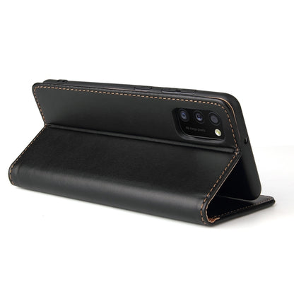 For Samsung Galaxy A41 Fierre Shann PU Leather Texture Horizontal Flip Case with Holder & Card Slots & Wallet(Black) by FIERRE SHANN