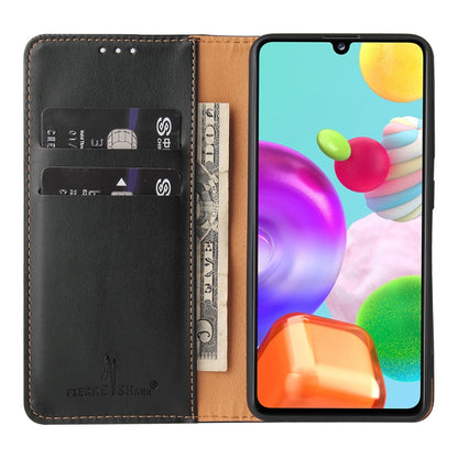 For Samsung Galaxy A41 Fierre Shann PU Leather Texture Horizontal Flip Case with Holder & Card Slots & Wallet(Black) by FIERRE SHANN