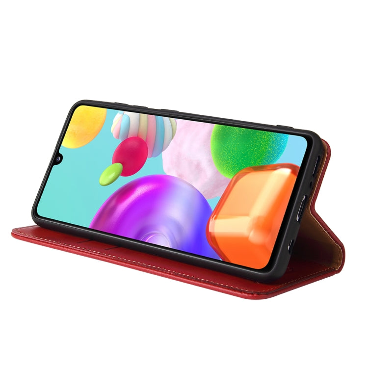 For Samsung Galaxy A41 Fierre Shann PU Leather Texture Horizontal Flip Case with Holder & Card Slots & Wallet(Red) - Galaxy Phone Cases by FIERRE SHANN | Online Shopping UK | buy2fix