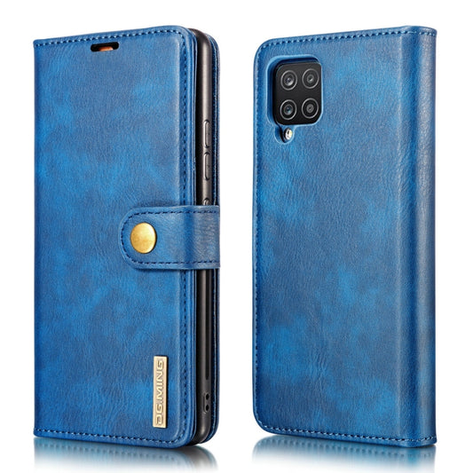 For Samsung Galaxy A12 DG.MING Crazy Horse Texture Flip Detachable Magnetic Leather Case with Holder & Card Slots & Wallet(Blue) - Galaxy Phone Cases by DG.MING | Online Shopping UK | buy2fix