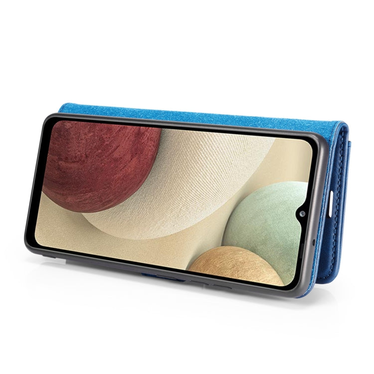 For Samsung Galaxy A12 DG.MING Crazy Horse Texture Flip Detachable Magnetic Leather Case with Holder & Card Slots & Wallet(Blue) - Galaxy Phone Cases by DG.MING | Online Shopping UK | buy2fix