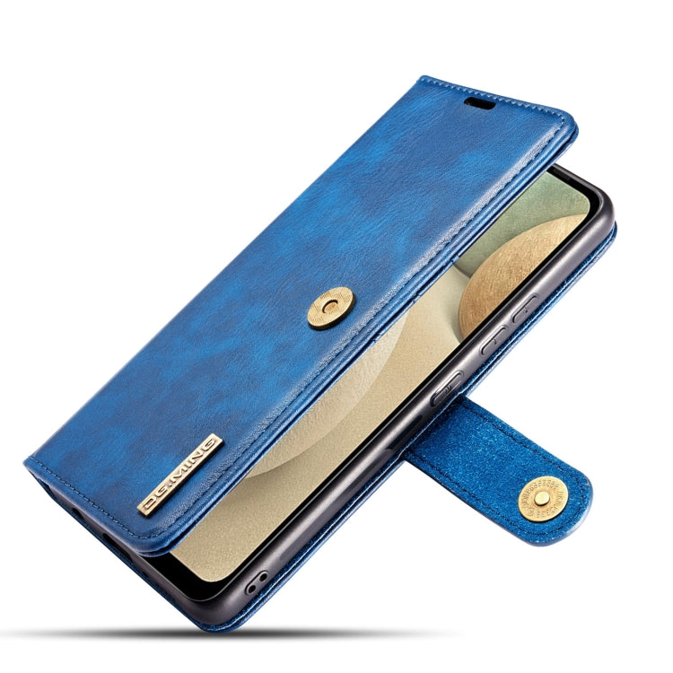 For Samsung Galaxy A12 DG.MING Crazy Horse Texture Flip Detachable Magnetic Leather Case with Holder & Card Slots & Wallet(Blue) - Galaxy Phone Cases by DG.MING | Online Shopping UK | buy2fix