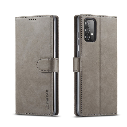 For Samsung Galaxy A52 5G / 4G LC.IMEEKE Calf Texture Horizontal Flip Leather Case with Holder & Card Slots & Wallet(Grey)