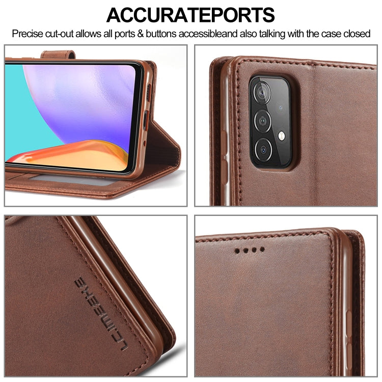 For Samsung Galaxy A52 5G / 4G LC.IMEEKE Calf Texture Horizontal Flip Leather Case with Holder & Card Slots & Wallet(Grey) - Galaxy Phone Cases by LC.IMEEKE | Online Shopping UK | buy2fix