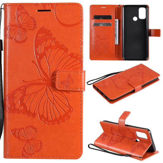 For OPPO A53 (2020) / A53s / A33 (2020) / A32 3D Butterflies Embossing Pattern Horizontal Flip Leather Case with Holder & Card Slot & Wallet(Orange) - OPPO Cases by buy2fix | Online Shopping UK | buy2fix