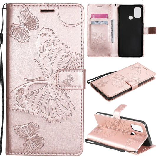 For OPPO A53 (2020) / A53s / A33 (2020) / A32 3D Butterflies Embossing Pattern Horizontal Flip Leather Case with Holder & Card Slot & Wallet(Rose Gold) - OPPO Cases by buy2fix | Online Shopping UK | buy2fix