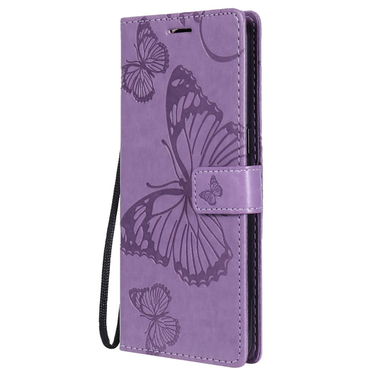 For OPPO Reno4 4G 3D Butterflies Embossing Pattern Horizontal Flip Leather Case with Holder & Card Slot & Wallet(Purple) - OPPO Cases by buy2fix | Online Shopping UK | buy2fix
