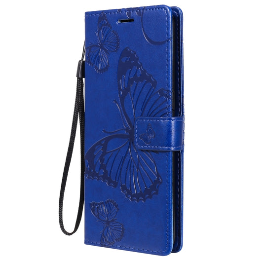 For OPPO Reno4 4G 3D Butterflies Embossing Pattern Horizontal Flip Leather Case with Holder & Card Slot & Wallet(Blue) - OPPO Cases by buy2fix | Online Shopping UK | buy2fix