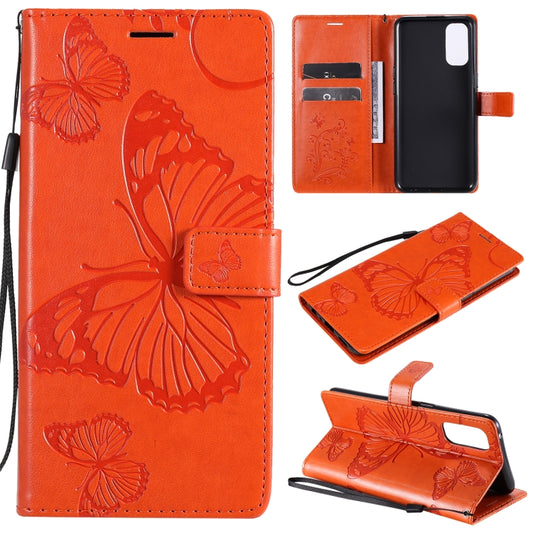 For OPPO Reno4 4G 3D Butterflies Embossing Pattern Horizontal Flip Leather Case with Holder & Card Slot & Wallet(Orange) - OPPO Cases by buy2fix | Online Shopping UK | buy2fix