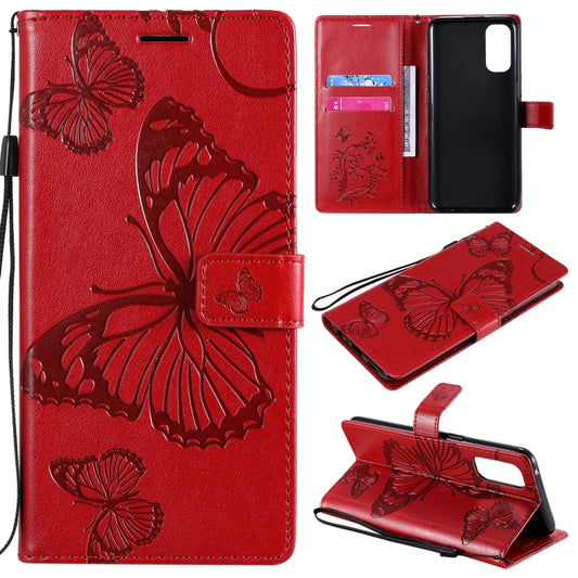 For OPPO Reno4 4G 3D Butterflies Embossing Pattern Horizontal Flip Leather Case with Holder & Card Slot & Wallet(Red) - OPPO Cases by buy2fix | Online Shopping UK | buy2fix