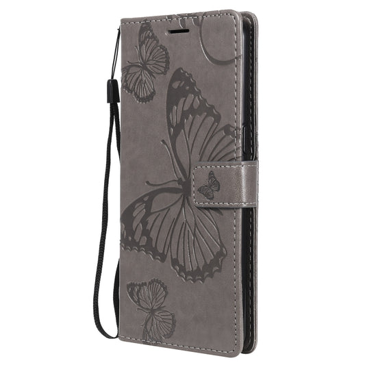 For OPPO Reno4 4G 3D Butterflies Embossing Pattern Horizontal Flip Leather Case with Holder & Card Slot & Wallet(Grey) - OPPO Cases by buy2fix | Online Shopping UK | buy2fix