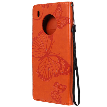 For Huawei Y9a 3D Butterflies Embossing Pattern Horizontal Flip Leather Case with Holder & Card Slot & Wallet(Orange) - Huawei Cases by buy2fix | Online Shopping UK | buy2fix