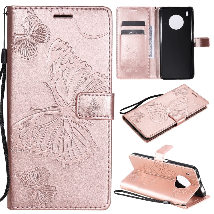 For Huawei Y9a 3D Butterflies Embossing Pattern Horizontal Flip Leather Case with Holder & Card Slot & Wallet(Rose Gold) - Huawei Cases by buy2fix | Online Shopping UK | buy2fix