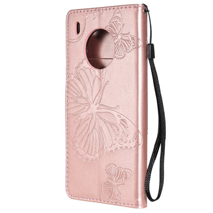For Huawei Y9a 3D Butterflies Embossing Pattern Horizontal Flip Leather Case with Holder & Card Slot & Wallet(Rose Gold) - Huawei Cases by buy2fix | Online Shopping UK | buy2fix