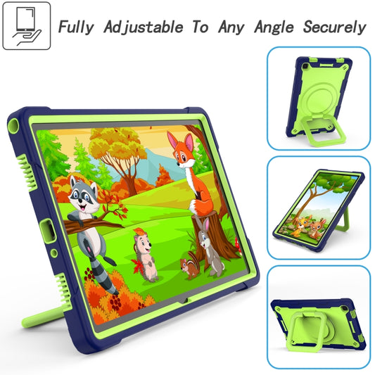 For Samsung Galaxy Tab A7 10.4 (2020) T500 / T505 Contrast Color Shockproof Robot Silicone + PC Case with Wristband Holder(Navy Blue + Yellow-green) - Other Galaxy Tab PC by buy2fix | Online Shopping UK | buy2fix