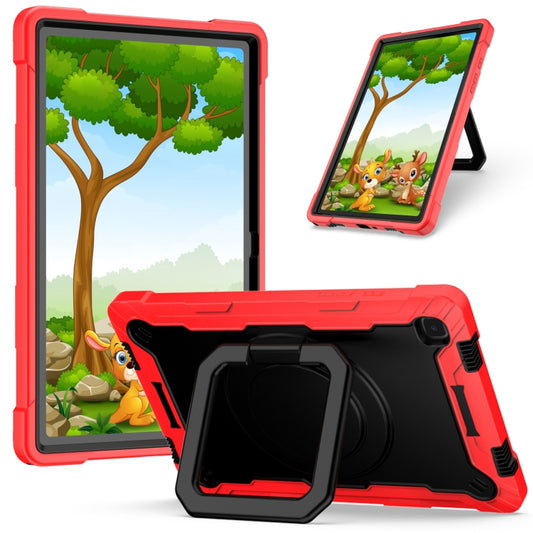 For Samsung Galaxy Tab A7 10.4 (2020) T500 / T505 Contrast Color Shockproof Robot Silicone + PC Case with Wristband Holder(Red + Black) - Other Galaxy Tab PC by buy2fix | Online Shopping UK | buy2fix