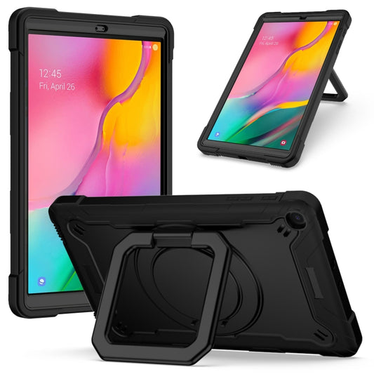 For Samsung Galaxy Tab A10.1 (2019) T510 Contrast Color Shockproof Robot Silicone + PC Case with Wristband Holder(Black) - Tab A 10.1 (2019) T510 / T515 by buy2fix | Online Shopping UK | buy2fix