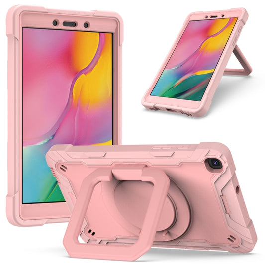 For Samsung Galaxy Tab A 8.0 (2019) T290 Contrast Color Shockproof Robot Silicone + PC Case with Wristband Holder(Rose Gold) - Other Galaxy Tab PC by buy2fix | Online Shopping UK | buy2fix