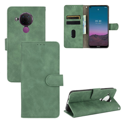 For Nokia 5.4 Solid Color Skin Feel Magnetic Buckle Horizontal Flip Calf Texture PU Leather Case with Holder & Card Slots & Wallet(Green) - Nokia Cases by buy2fix | Online Shopping UK | buy2fix