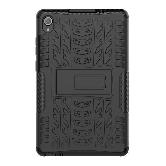 For Lenovo Tab M8 (2020) TB-8705F 8.0 inch Tire Texture Shockproof TPU+PC Protective Case with Holder(Black) - Lenovo by buy2fix | Online Shopping UK | buy2fix