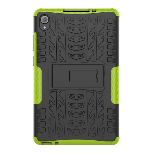 For Lenovo Tab M8 (2020) TB-8705F 8.0 inch Tire Texture Shockproof TPU+PC Protective Case with Holder(Green) - Lenovo by buy2fix | Online Shopping UK | buy2fix
