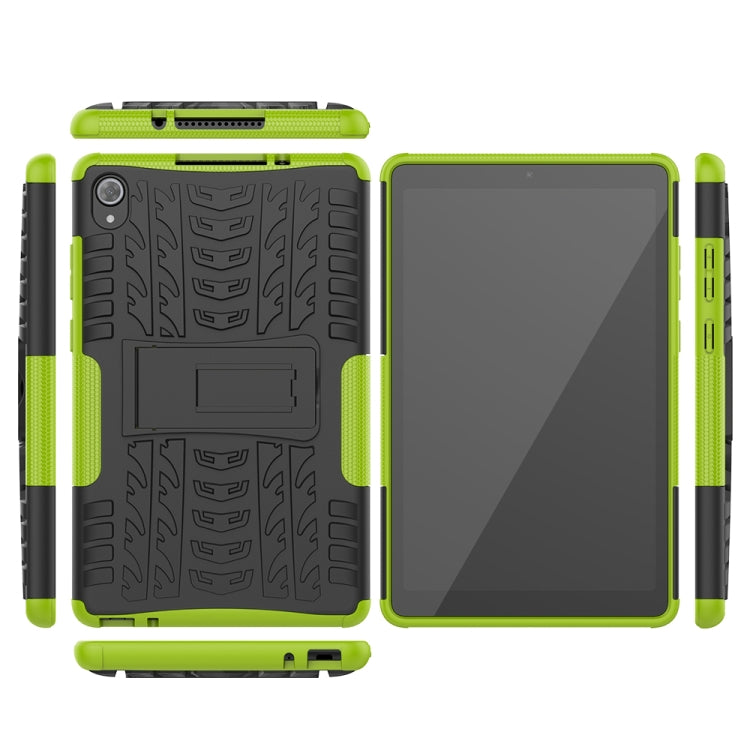 For Lenovo Tab M8 (2020) TB-8705F 8.0 inch Tire Texture Shockproof TPU+PC Protective Case with Holder(Green) - Lenovo by buy2fix | Online Shopping UK | buy2fix