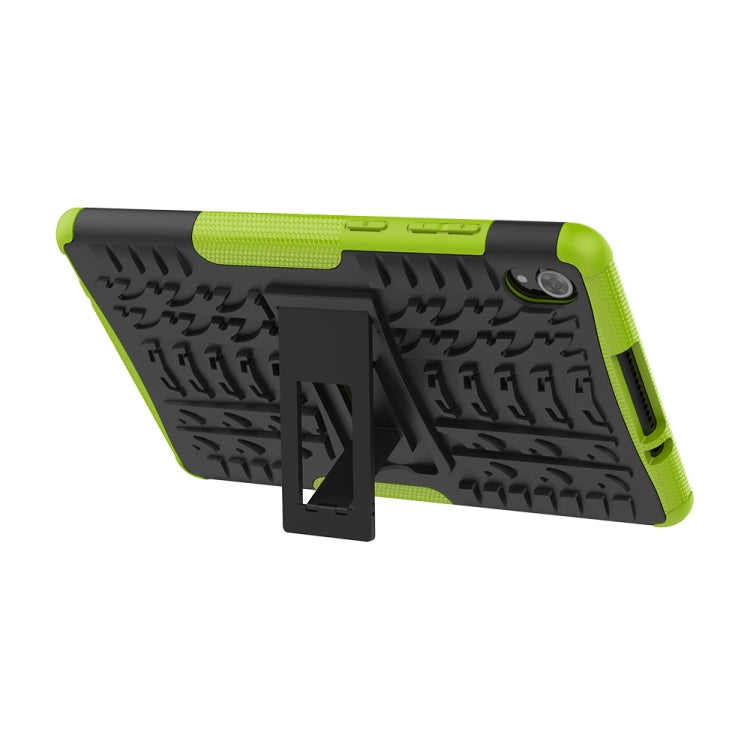 For Lenovo Tab M8 (2020) TB-8705F 8.0 inch Tire Texture Shockproof TPU+PC Protective Case with Holder(Green) - Lenovo by buy2fix | Online Shopping UK | buy2fix