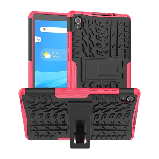 For Lenovo Tab M8 (2020) TB-8705F 8.0 inch Tire Texture Shockproof TPU+PC Protective Case with Holder(Pink) - Lenovo by buy2fix | Online Shopping UK | buy2fix