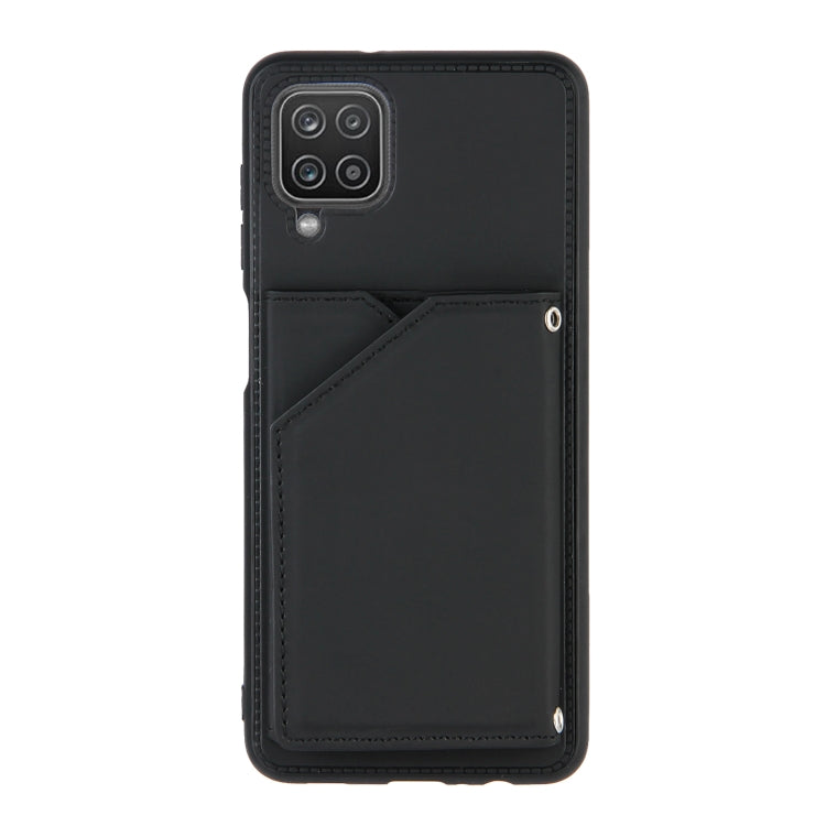 For Samsung Galaxy A12 Skin Feel PU + TPU + PC Back Cover Shockproof Case with Card Slots & Holder & Photo Frame(Black) - Galaxy Phone Cases by buy2fix | Online Shopping UK | buy2fix