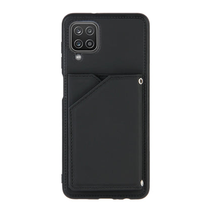 For Samsung Galaxy A12 Skin Feel PU + TPU + PC Back Cover Shockproof Case with Card Slots & Holder & Photo Frame(Black) - Galaxy Phone Cases by buy2fix | Online Shopping UK | buy2fix