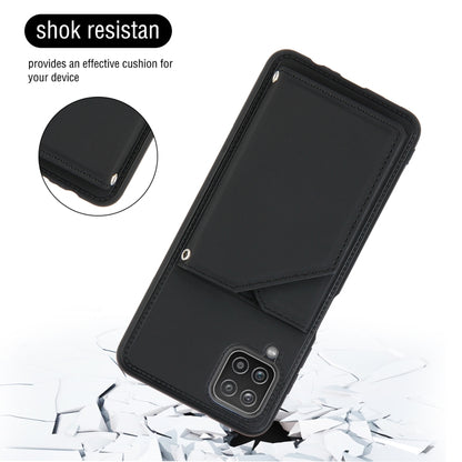 For Samsung Galaxy A12 Skin Feel PU + TPU + PC Back Cover Shockproof Case with Card Slots & Holder & Photo Frame(Black) - Galaxy Phone Cases by buy2fix | Online Shopping UK | buy2fix