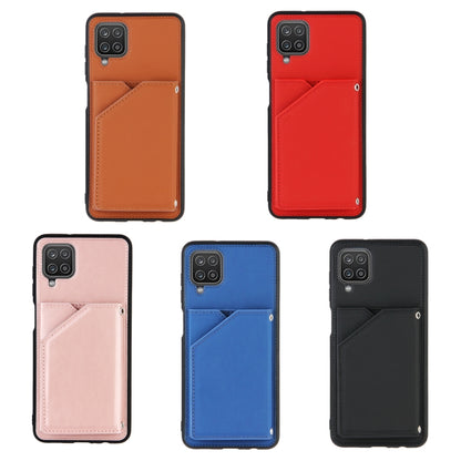 For Samsung Galaxy A12 Skin Feel PU + TPU + PC Back Cover Shockproof Case with Card Slots & Holder & Photo Frame(Black) - Galaxy Phone Cases by buy2fix | Online Shopping UK | buy2fix