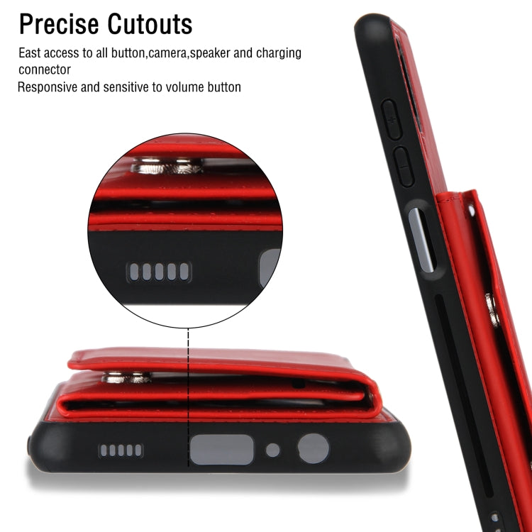 For Samsung Galaxy A12 Skin Feel PU + TPU + PC Back Cover Shockproof Case with Card Slots & Holder & Photo Frame(Rose Gold) by buy2fix