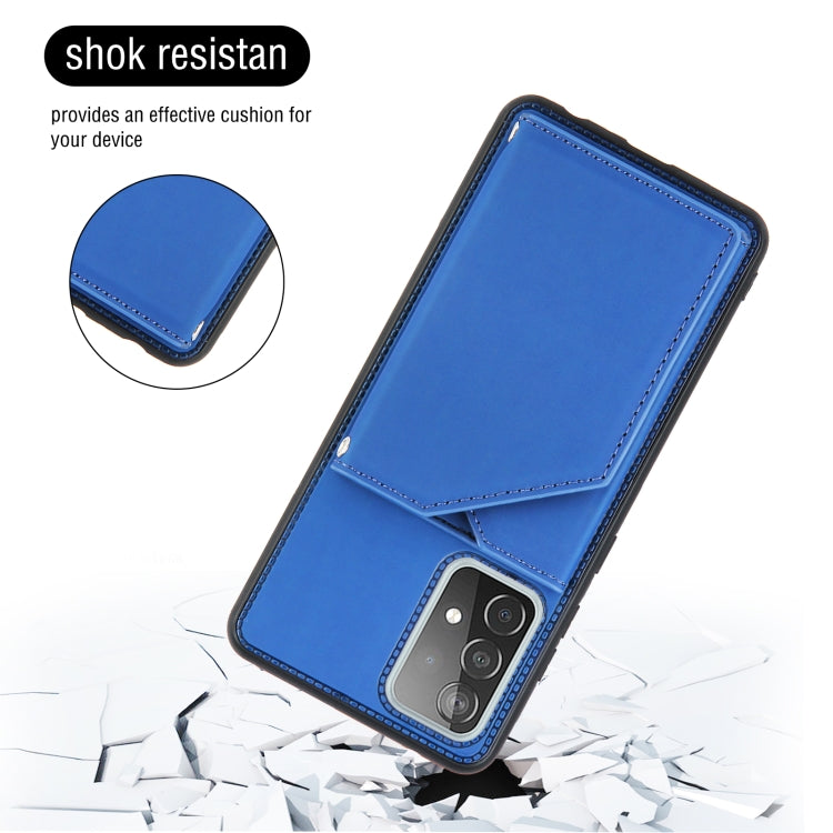 For Samsung Galaxy A52 5G / 4G Skin Feel PU + TPU + PC Back Cover Shockproof Case with Card Slots & Holder & Photo Frame(Royal Blue) by buy2fix