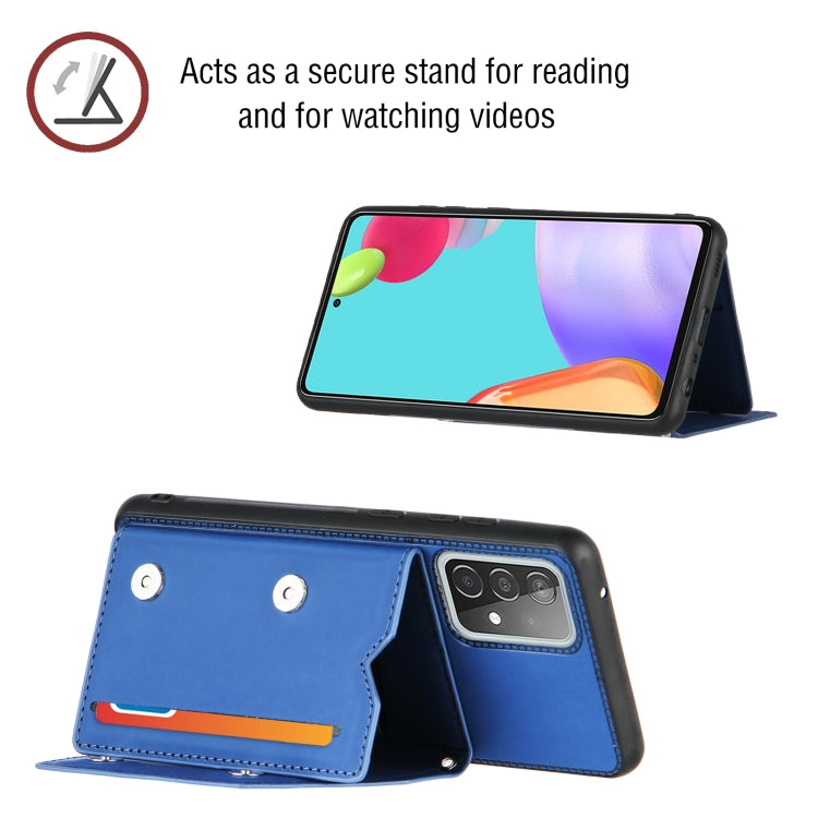 For Samsung Galaxy A52 5G / 4G Skin Feel PU + TPU + PC Back Cover Shockproof Case with Card Slots & Holder & Photo Frame(Royal Blue) by buy2fix