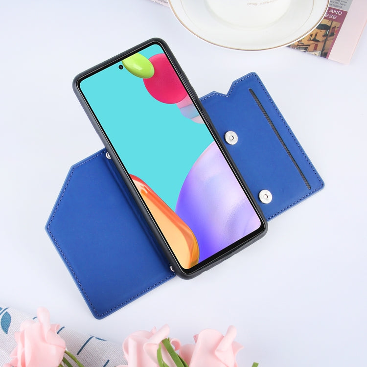For Samsung Galaxy A52 5G / 4G Skin Feel PU + TPU + PC Back Cover Shockproof Case with Card Slots & Holder & Photo Frame(Royal Blue) by buy2fix
