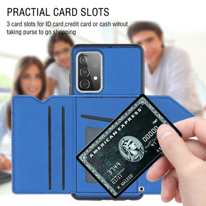 For Samsung Galaxy A52 5G / 4G Skin Feel PU + TPU + PC Back Cover Shockproof Case with Card Slots & Holder & Photo Frame(Royal Blue) by buy2fix