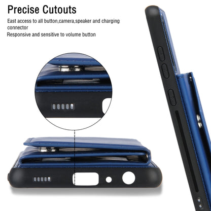 For Samsung Galaxy A52 5G / 4G Skin Feel PU + TPU + PC Back Cover Shockproof Case with Card Slots & Holder & Photo Frame(Royal Blue) by buy2fix