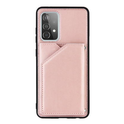 For Samsung Galaxy A52 5G / 4G Skin Feel PU + TPU + PC Back Cover Shockproof Case with Card Slots & Holder & Photo Frame(Rose Gold) by buy2fix