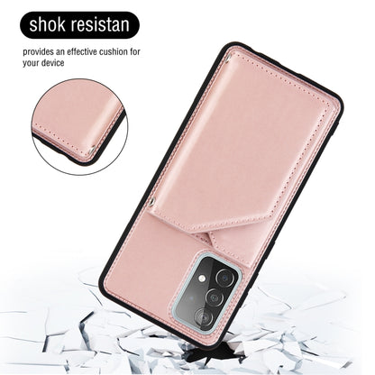 For Samsung Galaxy A52 5G / 4G Skin Feel PU + TPU + PC Back Cover Shockproof Case with Card Slots & Holder & Photo Frame(Rose Gold) by buy2fix