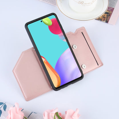 For Samsung Galaxy A52 5G / 4G Skin Feel PU + TPU + PC Back Cover Shockproof Case with Card Slots & Holder & Photo Frame(Rose Gold) by buy2fix