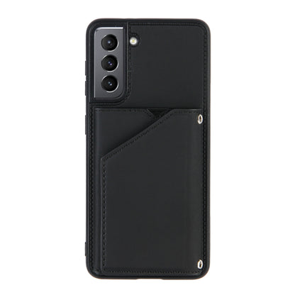 For Samsung Galaxy S21 5G Skin Feel PU + TPU + PC Back Cover Shockproof Case with Card Slots & Holder & Photo Frame(Black) - Galaxy S21 5G Cases by buy2fix | Online Shopping UK | buy2fix