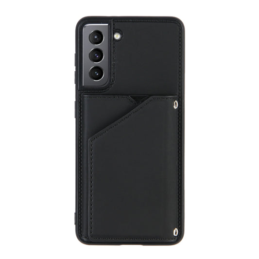 For Samsung Galaxy S21 5G Skin Feel PU + TPU + PC Back Cover Shockproof Case with Card Slots & Holder & Photo Frame(Black) - Galaxy S21 5G Cases by buy2fix | Online Shopping UK | buy2fix