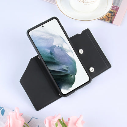 For Samsung Galaxy S21 5G Skin Feel PU + TPU + PC Back Cover Shockproof Case with Card Slots & Holder & Photo Frame(Black) - Galaxy S21 5G Cases by buy2fix | Online Shopping UK | buy2fix