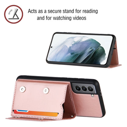 For Samsung Galaxy S21 5G Skin Feel PU + TPU + PC Back Cover Shockproof Case with Card Slots & Holder & Photo Frame(Rose Gold) - Galaxy S21 5G Cases by buy2fix | Online Shopping UK | buy2fix
