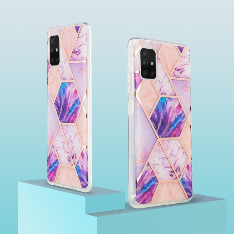 For Samsung Galaxy A51 5G 3D Electroplating Marble Pattern TPU Protective Case(Light Purple) by buy2fix