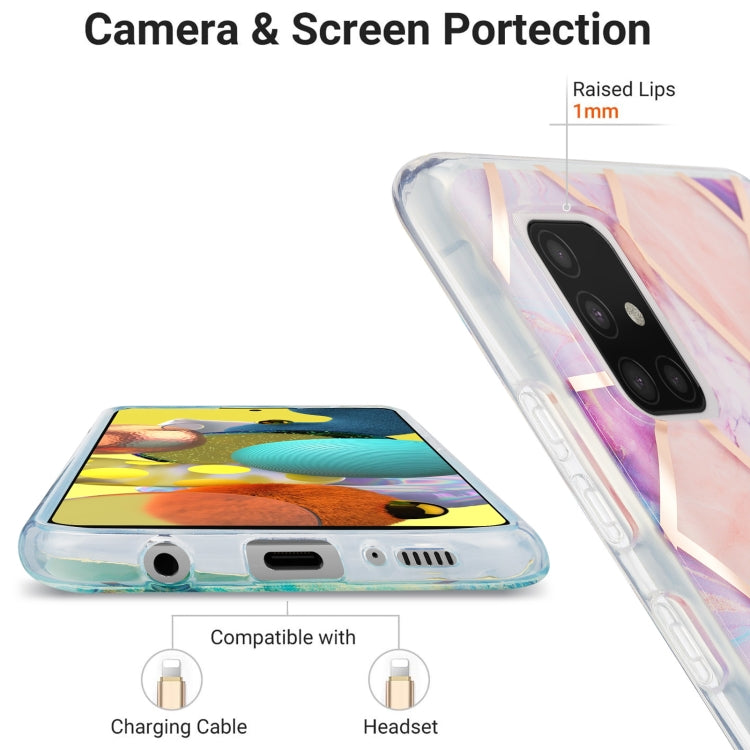For Samsung Galaxy A51 5G 3D Electroplating Marble Pattern TPU Protective Case(Light Purple) by buy2fix