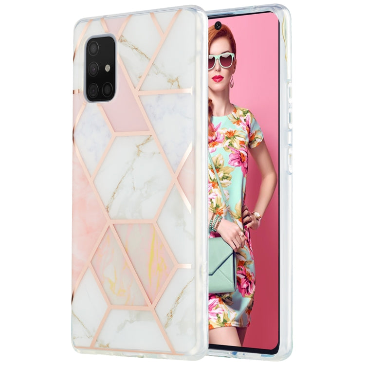 For Samsung Galaxy A71 5G 3D Electroplating Marble Pattern TPU Protective Case(Pink White) by buy2fix